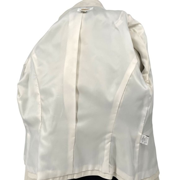 Vintage White Leather Blazer Talbots 1990s Y2K Zip Up Jacket Medium 10 So Soft! - Picture 11 of 14